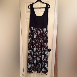 Floral Black and Blue Maxi Dress